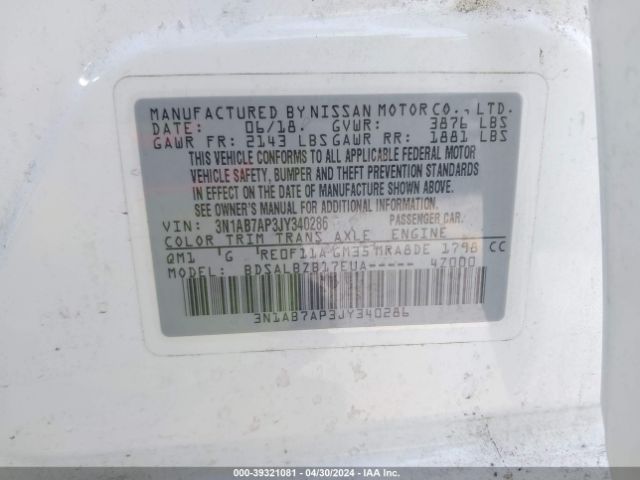 Photo 8 VIN: 3N1AB7AP3JY340286 - NISSAN SENTRA 