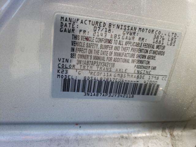 Photo 9 VIN: 3N1AB7AP3JY342118 - NISSAN SENTRA S 