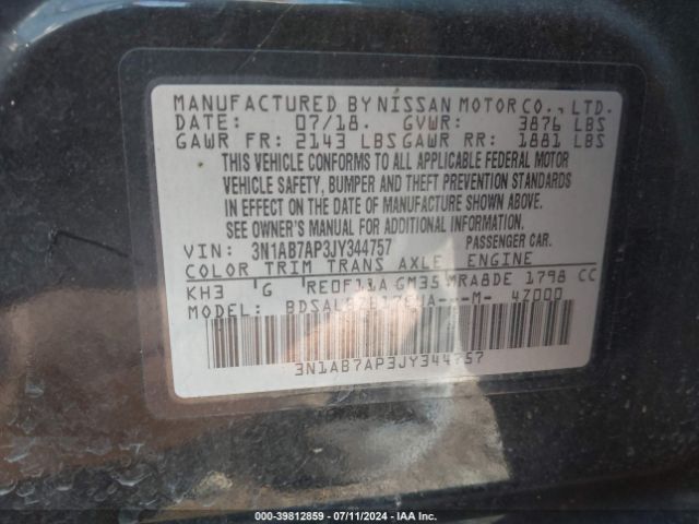 Photo 8 VIN: 3N1AB7AP3JY344757 - NISSAN SENTRA 