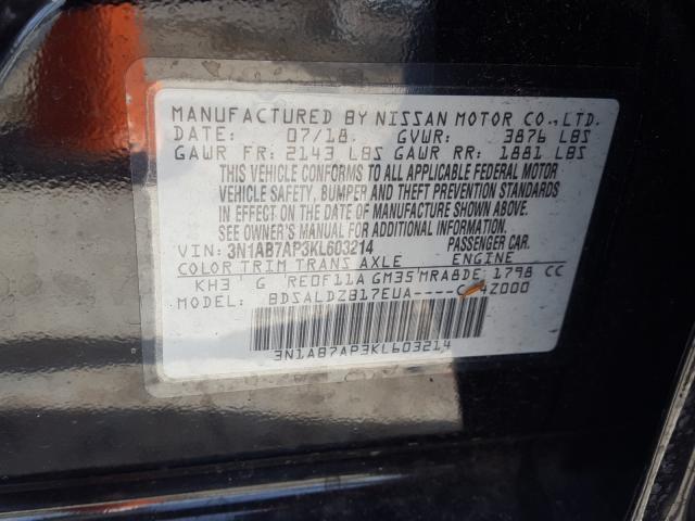 Photo 9 VIN: 3N1AB7AP3KL603214 - NISSAN SENTRA S 