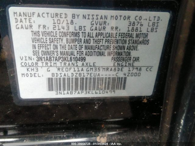 Photo 8 VIN: 3N1AB7AP3KL610499 - NISSAN SENTRA 