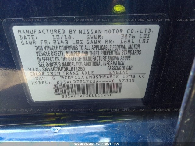 Photo 8 VIN: 3N1AB7AP3KL611250 - NISSAN SENTRA 