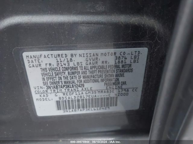 Photo 8 VIN: 3N1AB7AP3KL612429 - NISSAN SENTRA 