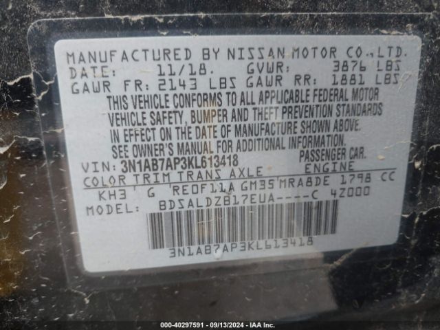 Photo 8 VIN: 3N1AB7AP3KL613418 - NISSAN SENTRA 