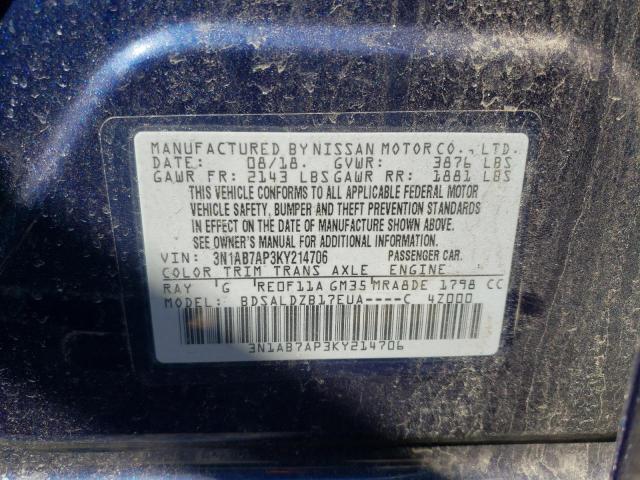 Photo 9 VIN: 3N1AB7AP3KY214706 - NISSAN SENTRA S 