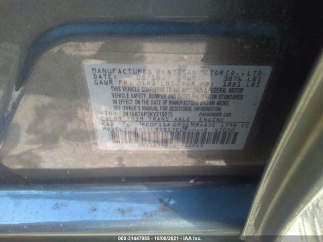 Photo 8 VIN: 3N1AB7AP3KY215015 - NISSAN SENTRA 