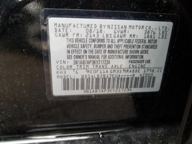 Photo 9 VIN: 3N1AB7AP3KY217234 - NISSAN SENTRA S 