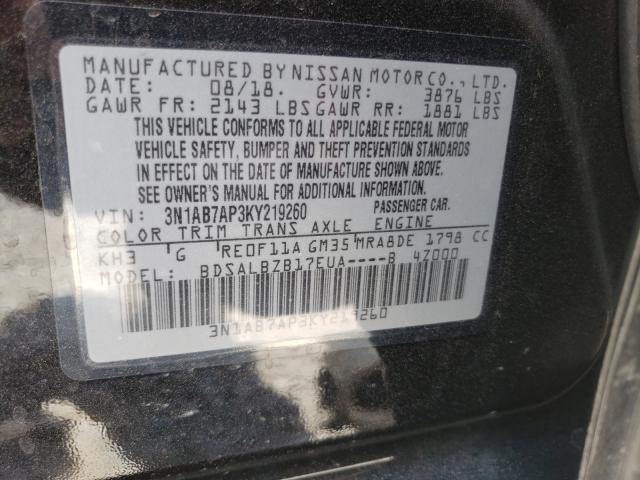 Photo 9 VIN: 3N1AB7AP3KY219260 - NISSAN SENTRA S 