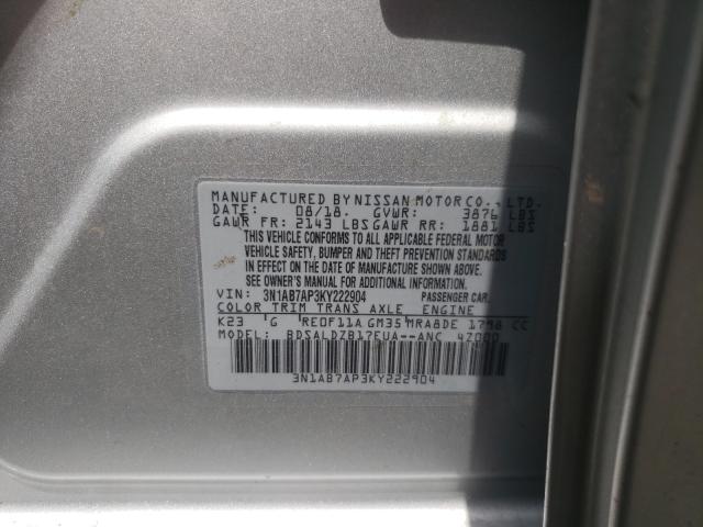 Photo 9 VIN: 3N1AB7AP3KY222904 - NISSAN SENTRA S 