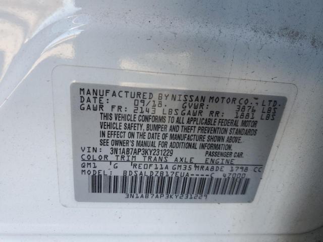 Photo 12 VIN: 3N1AB7AP3KY231229 - NISSAN SENTRA S 