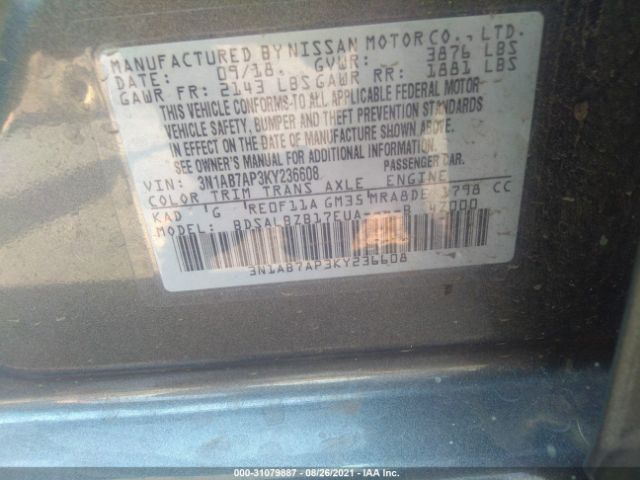 Photo 8 VIN: 3N1AB7AP3KY236608 - NISSAN SENTRA 