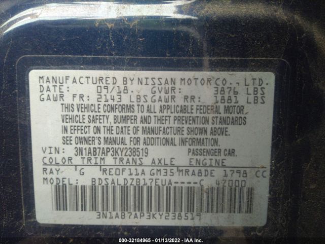 Photo 8 VIN: 3N1AB7AP3KY238519 - NISSAN SENTRA 