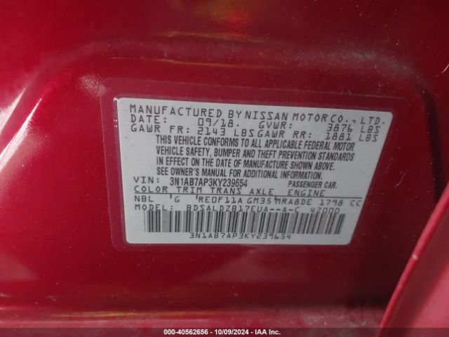 Photo 8 VIN: 3N1AB7AP3KY239654 - NISSAN SENTRA 