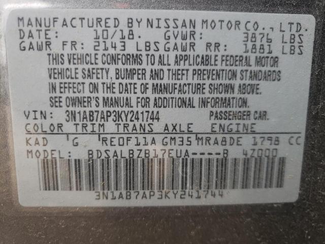 Photo 11 VIN: 3N1AB7AP3KY241744 - NISSAN SENTRA S 