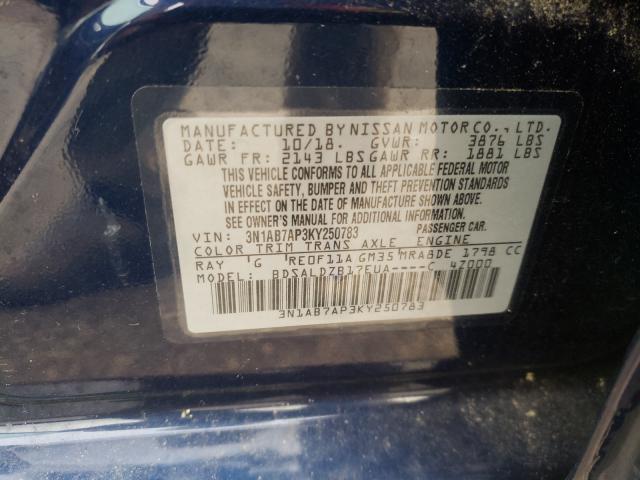 Photo 9 VIN: 3N1AB7AP3KY250783 - NISSAN SENTRA S 