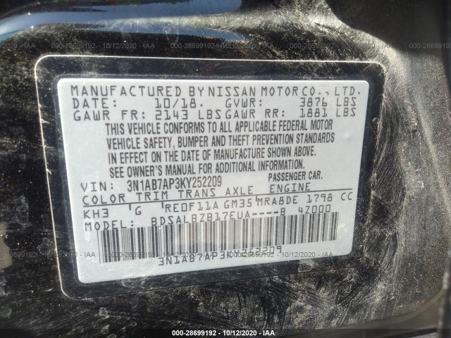 Photo 8 VIN: 3N1AB7AP3KY252209 - NISSAN SENTRA 