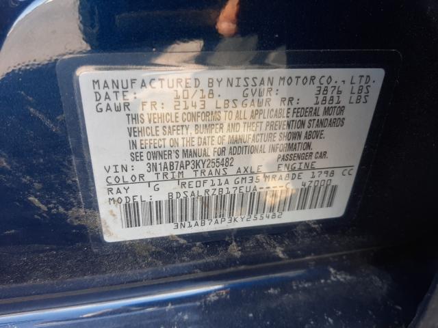 Photo 9 VIN: 3N1AB7AP3KY255482 - NISSAN SENTRA S 