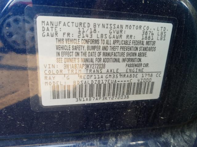 Photo 9 VIN: 3N1AB7AP3KY272038 - NISSAN SENTRA S 