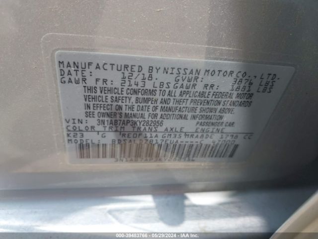 Photo 8 VIN: 3N1AB7AP3KY282956 - NISSAN SENTRA 