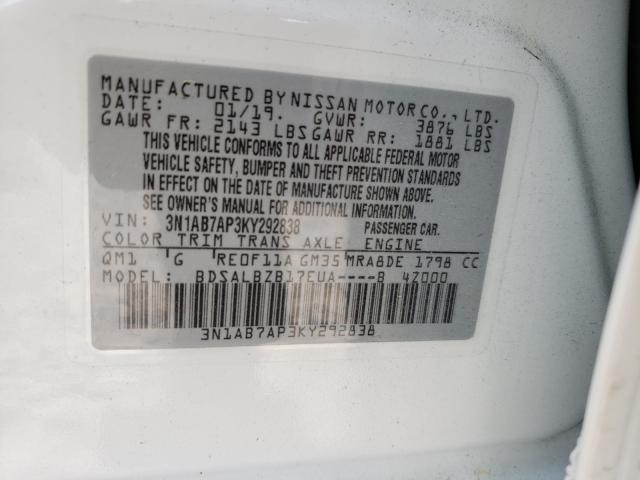 Photo 9 VIN: 3N1AB7AP3KY292838 - NISSAN SENTRA S 