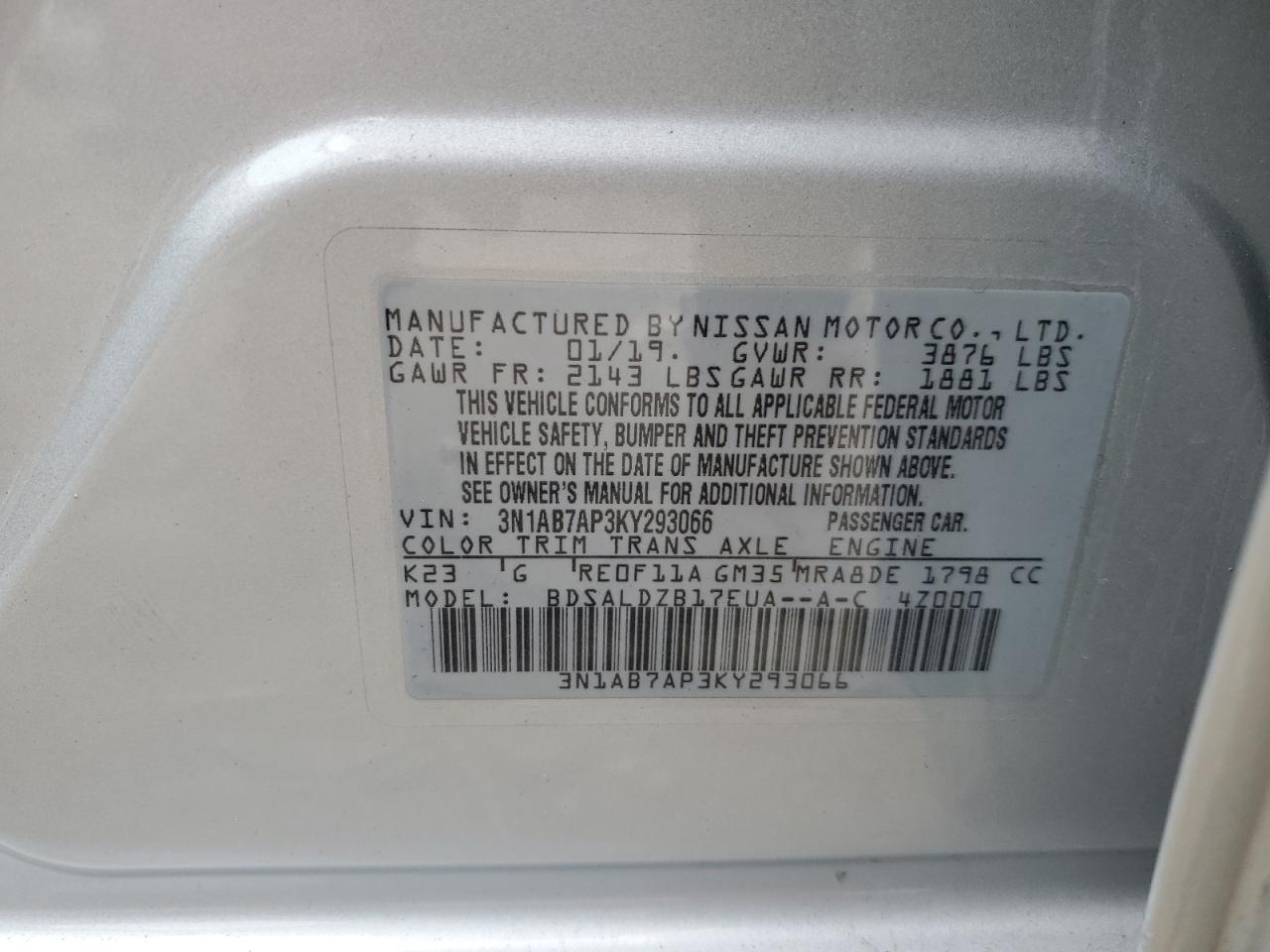 Photo 11 VIN: 3N1AB7AP3KY293066 - NISSAN SENTRA 