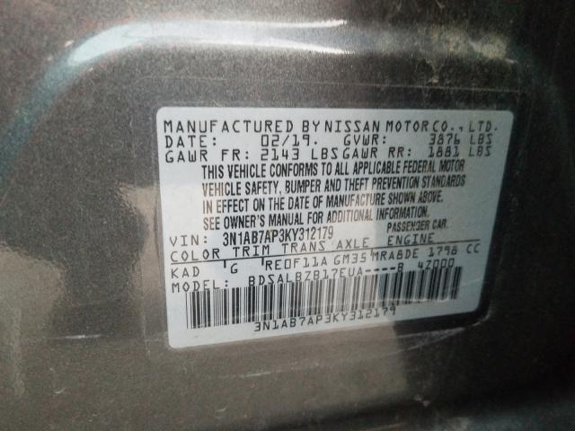 Photo 9 VIN: 3N1AB7AP3KY312179 - NISSAN SENTRA S 