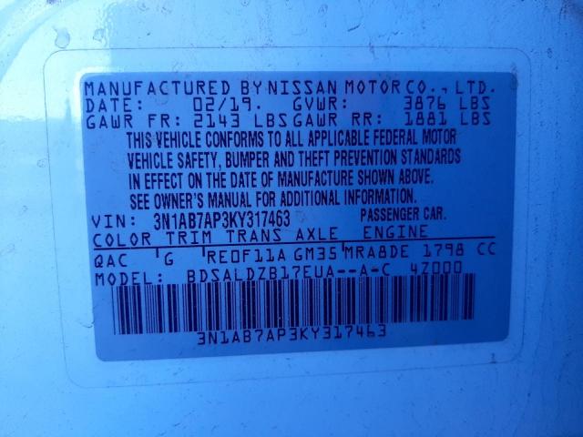 Photo 11 VIN: 3N1AB7AP3KY317463 - NISSAN SENTRA S 