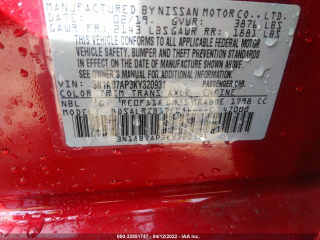 Photo 8 VIN: 3N1AB7AP3KY320931 - NISSAN SENTRA 