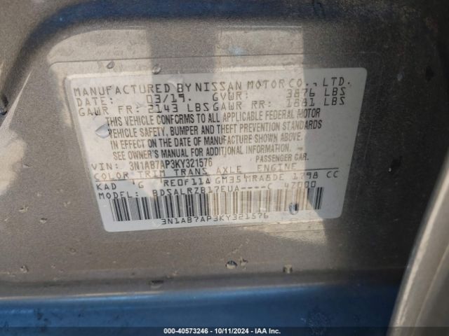 Photo 8 VIN: 3N1AB7AP3KY321576 - NISSAN SENTRA 