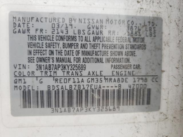 Photo 9 VIN: 3N1AB7AP3KY325689 - NISSAN SENTRA S 