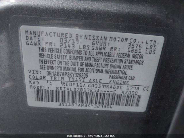 Photo 8 VIN: 3N1AB7AP3KY329306 - NISSAN SENTRA 