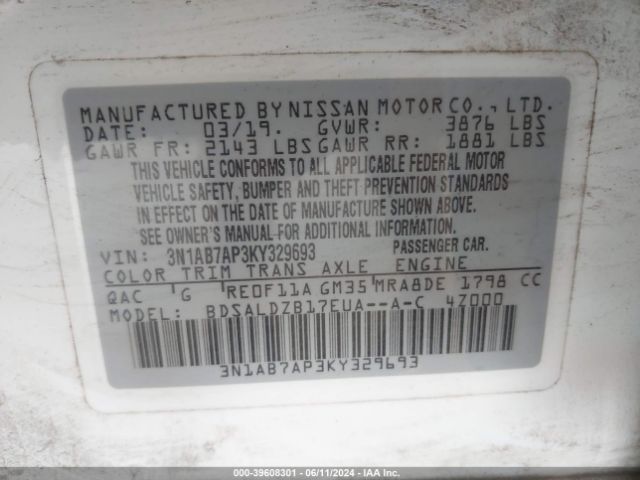 Photo 8 VIN: 3N1AB7AP3KY329693 - NISSAN SENTRA 