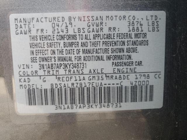 Photo 11 VIN: 3N1AB7AP3KY348731 - NISSAN SENTRA 