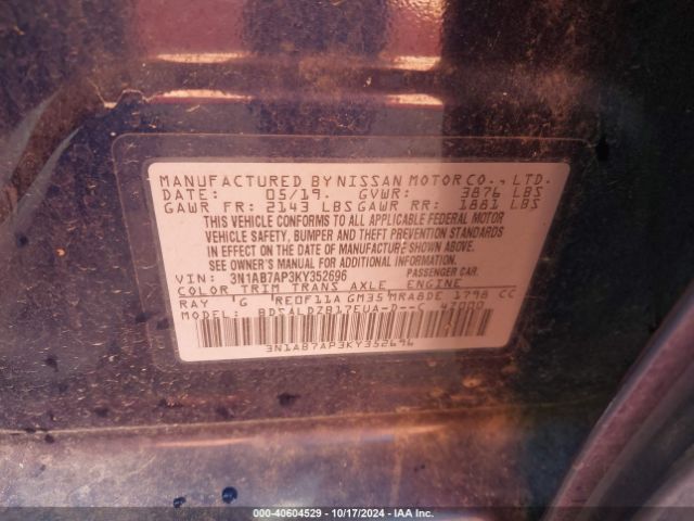 Photo 8 VIN: 3N1AB7AP3KY352696 - NISSAN SENTRA 