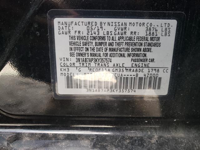 Photo 9 VIN: 3N1AB7AP3KY357574 - NISSAN SENTRA S 