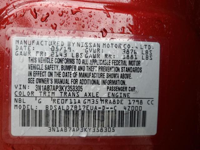 Photo 11 VIN: 3N1AB7AP3KY358305 - NISSAN SENTRA 