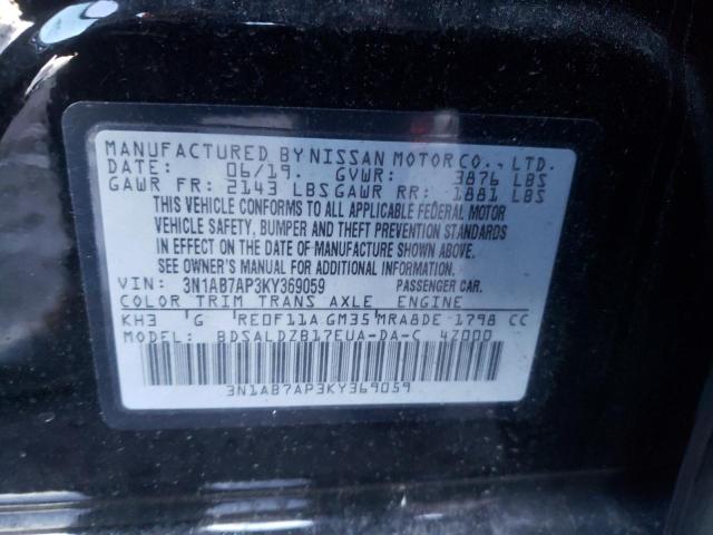 Photo 9 VIN: 3N1AB7AP3KY369059 - NISSAN SENTRA S 