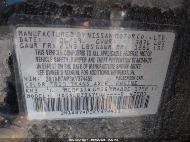 Photo 8 VIN: 3N1AB7AP3KY374455 - NISSAN SENTRA 