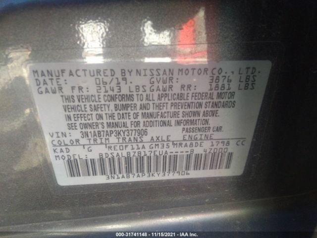 Photo 8 VIN: 3N1AB7AP3KY377906 - NISSAN SENTRA 