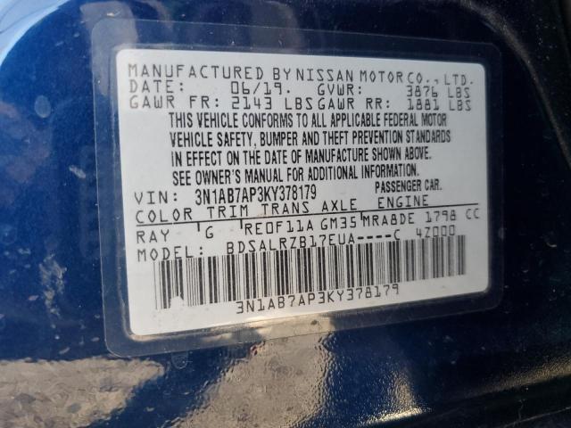 Photo 12 VIN: 3N1AB7AP3KY378179 - NISSAN SENTRA S 