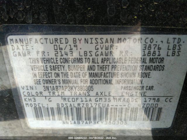 Photo 8 VIN: 3N1AB7AP3KY380305 - NISSAN SENTRA 