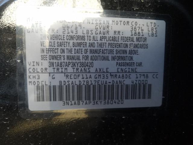 Photo 9 VIN: 3N1AB7AP3KY380420 - NISSAN SENTRA S 