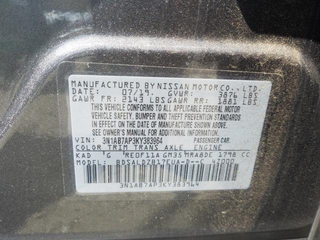 Photo 9 VIN: 3N1AB7AP3KY383964 - NISSAN SENTRA S 