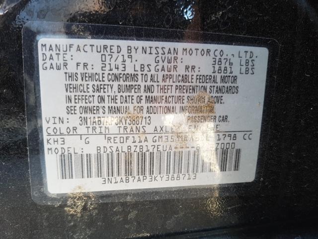 Photo 9 VIN: 3N1AB7AP3KY388713 - NISSAN SENTRA S 