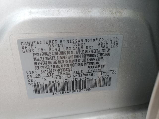 Photo 12 VIN: 3N1AB7AP3KY394222 - NISSAN SENTRA 