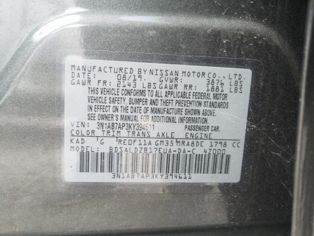 Photo 9 VIN: 3N1AB7AP3KY394611 - NISSAN SENTRA S 