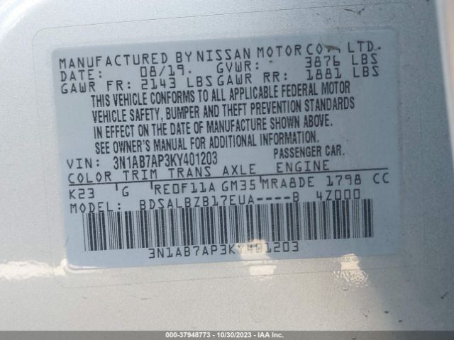 Photo 8 VIN: 3N1AB7AP3KY401203 - NISSAN SENTRA 