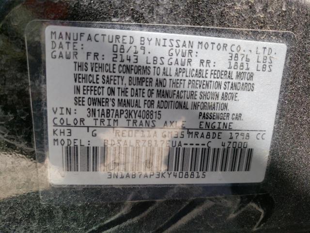 Photo 11 VIN: 3N1AB7AP3KY408815 - NISSAN SENTRA S 