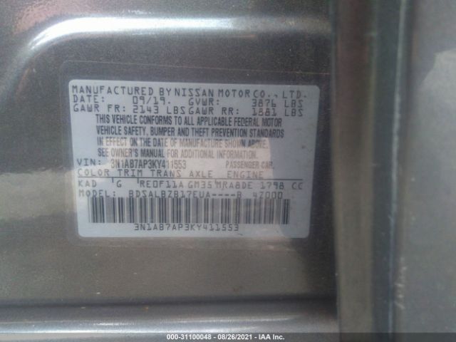 Photo 8 VIN: 3N1AB7AP3KY411553 - NISSAN SENTRA 