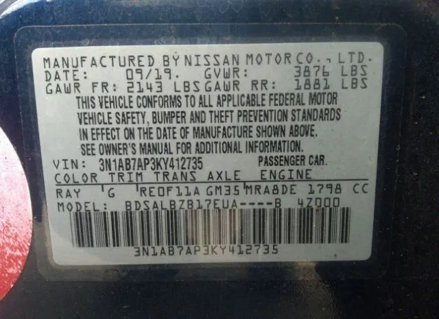 Photo 8 VIN: 3N1AB7AP3KY412735 - NISSAN SENTRA 